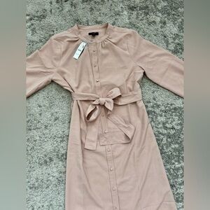 Womens J. Crew Blush Belted Button-Front Midi Dress NWT size 4